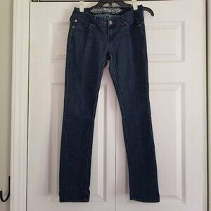 Vintage/Y2K Express Women's Jeans 2 Blue Skinny Dark Wash Emo Scene Embroidered